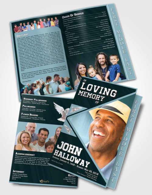 2 Page Graduated Step Fold Funeral Program Template Brochure Restful Vigor