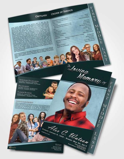 2 Page Graduated Step Fold Funeral Program Template Brochure Restful Vitality