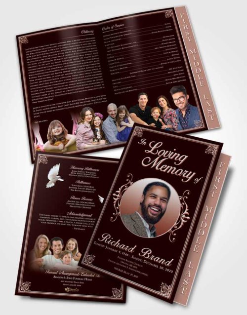 2 Page Graduated Step Fold Funeral Program Template Brochure Ruby Love Class Dark