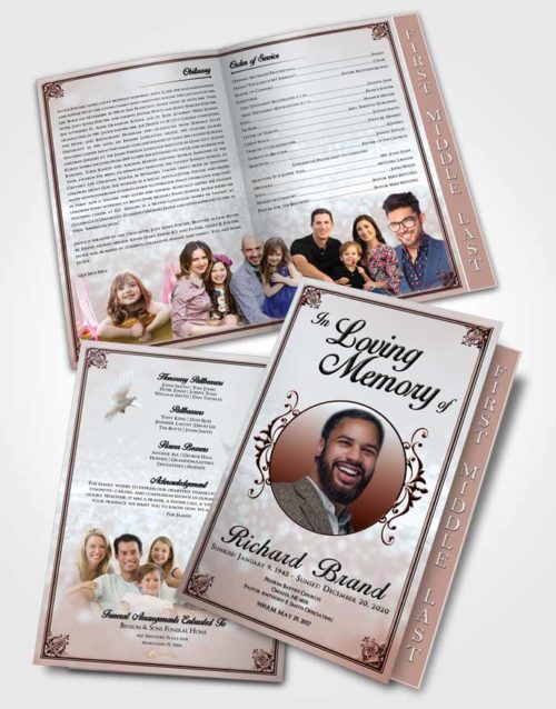2 Page Graduated Step Fold Funeral Program Template Brochure Ruby Love Class Light