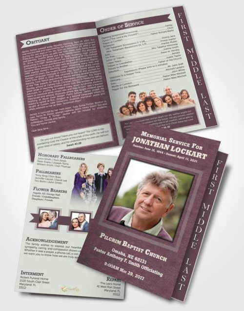 2 Page Graduated Step Fold Funeral Program Template Brochure Serene Intensity