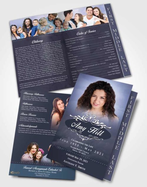 2 Page Graduated Step Fold Funeral Program Template Brochure Serene Sympathy