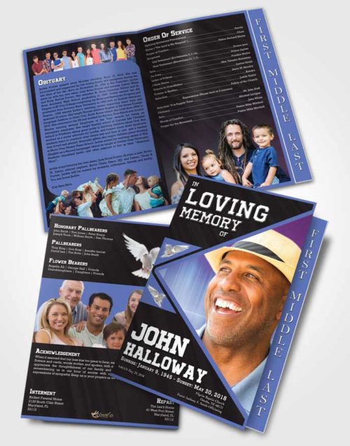 2 Page Graduated Step Fold Funeral Program Template Brochure Serene Vigor