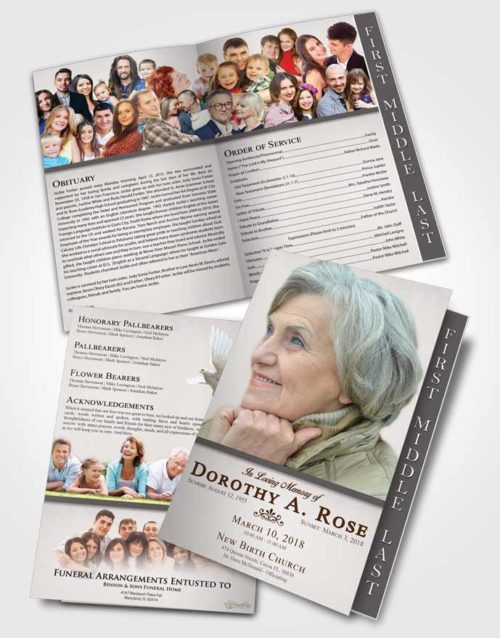2 Page Graduated Step Fold Funeral Program Template Brochure Shining Tolerance