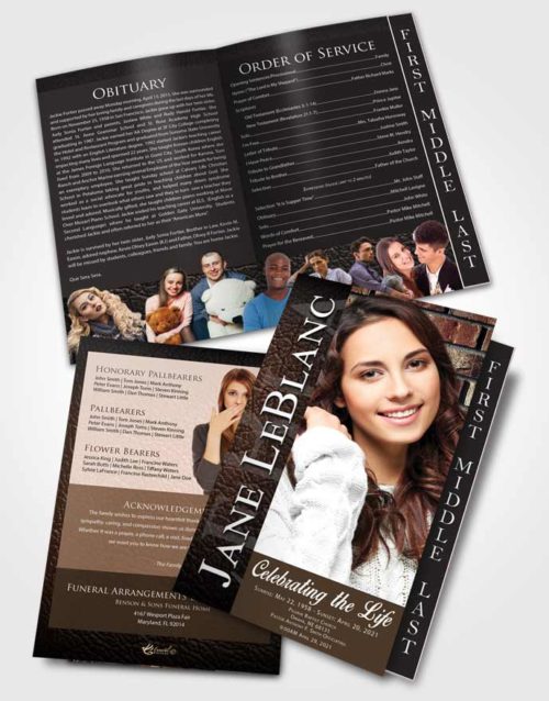 2 Page Graduated Step Fold Funeral Program Template Brochure Simple Passion