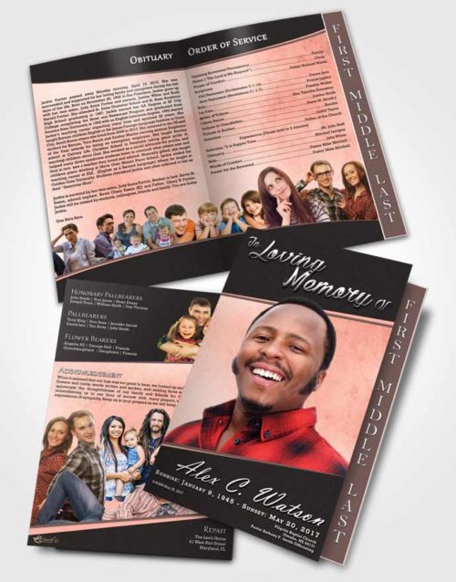 2 Page Graduated Step Fold Funeral Program Template Brochure Simple Vitality