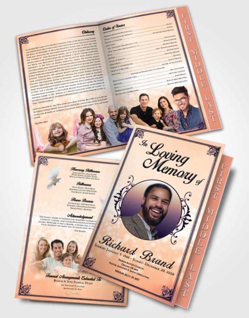 2 Page Graduated Step Fold Funeral Program Template Brochure Smooth Class Light