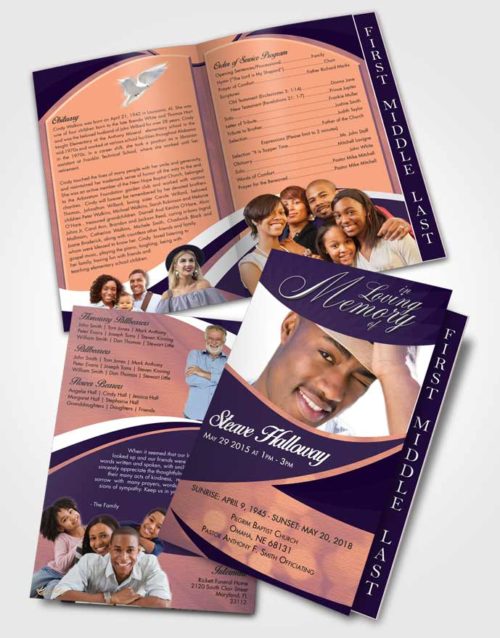 2 Page Graduated Step Fold Funeral Program Template Brochure Smooth Diligence