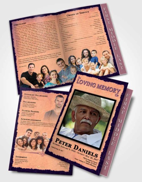 2 Page Graduated Step Fold Funeral Program Template Brochure Smooth Outback