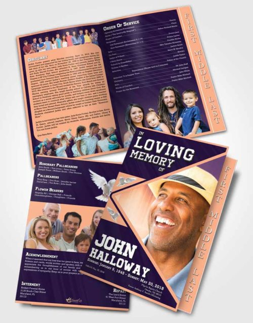 2 Page Graduated Step Fold Funeral Program Template Brochure Smooth Vigor