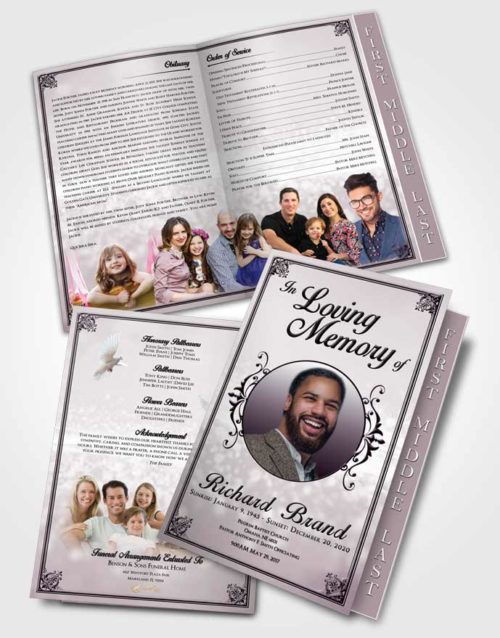 2 Page Graduated Step Fold Funeral Program Template Brochure Soft Class Light