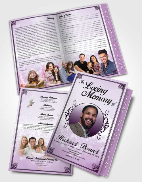 2 Page Graduated Step Fold Funeral Program Template Brochure Soothing Class Light