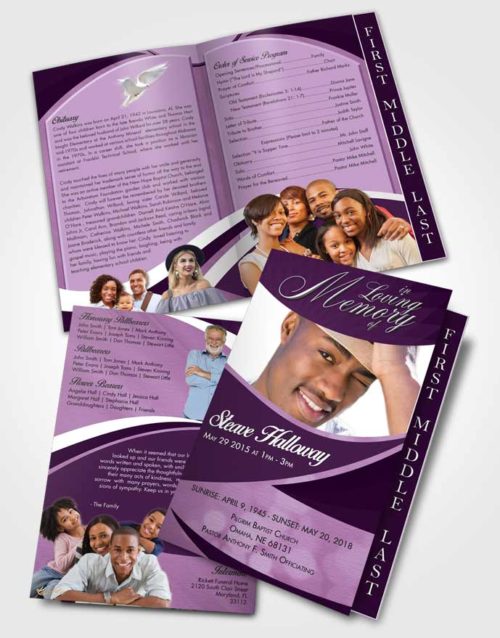 2 Page Graduated Step Fold Funeral Program Template Brochure Soothing Diligence