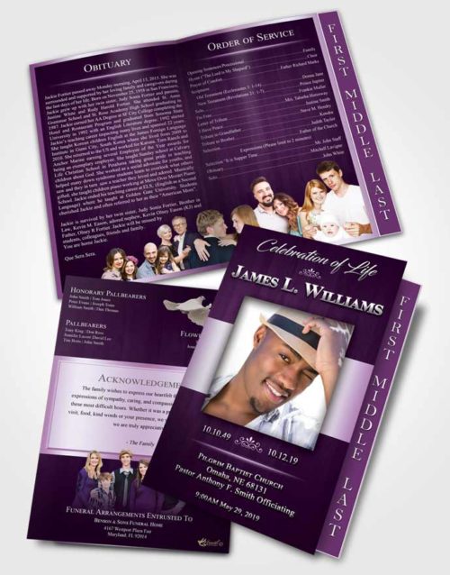 2 Page Graduated Step Fold Funeral Program Template Brochure Soothing Force