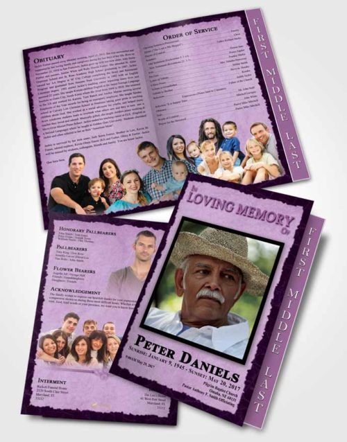 2 Page Graduated Step Fold Funeral Program Template Brochure Soothing Outback