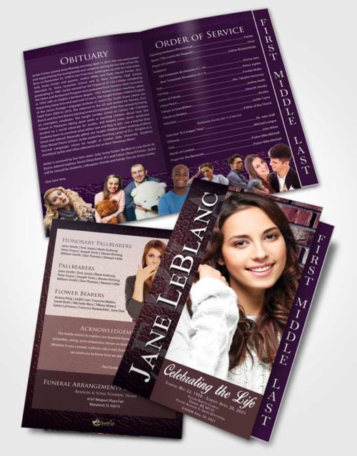 2 Page Graduated Step Fold Funeral Program Template Brochure Soothing Passion
