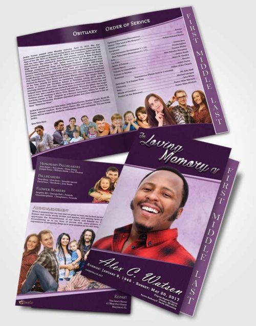 2 Page Graduated Step Fold Funeral Program Template Brochure Soothing Vitality
