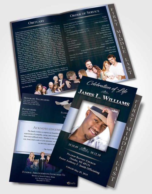 2 Page Graduated Step Fold Funeral Program Template Brochure Splendid Force