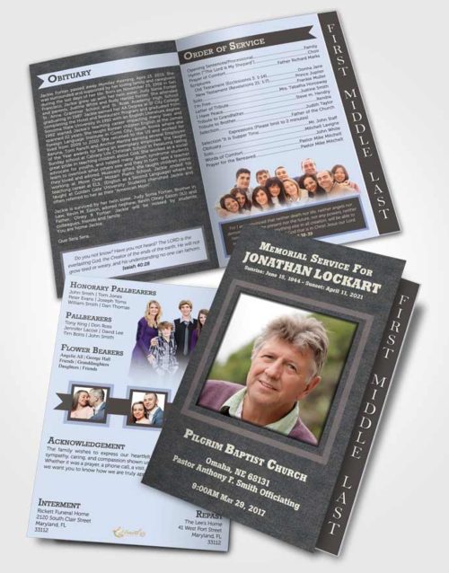 2 Page Graduated Step Fold Funeral Program Template Brochure Splendid Intensity