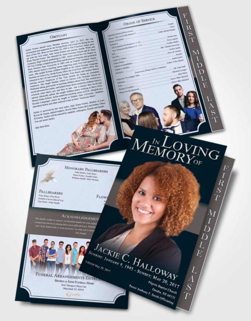 2 Page Graduated Step Fold Funeral Program Template Brochure Splendid Nobility