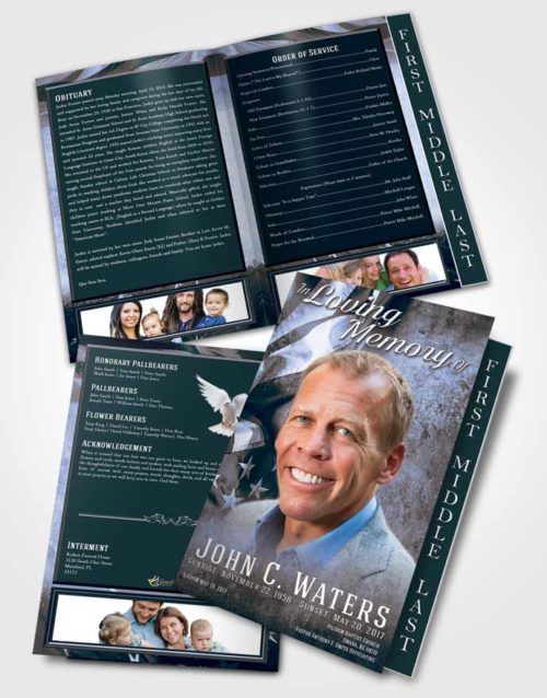 2 Page Graduated Step Fold Funeral Program Template Brochure Splendid Stars and Stripes