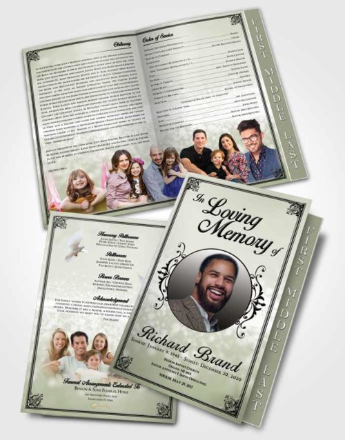2 Page Graduated Step Fold Funeral Program Template Brochure Spring Class Light