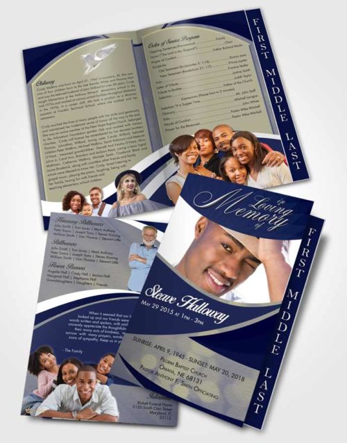 2 Page Graduated Step Fold Funeral Program Template Brochure Spring Diligence