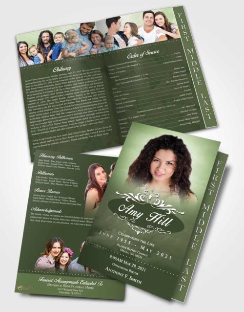2 Page Graduated Step Fold Funeral Program Template Brochure Spring Sympathy