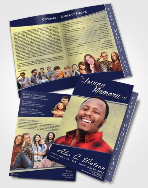 2 Page Graduated Step Fold Funeral Program Template Brochure Spring Vitality