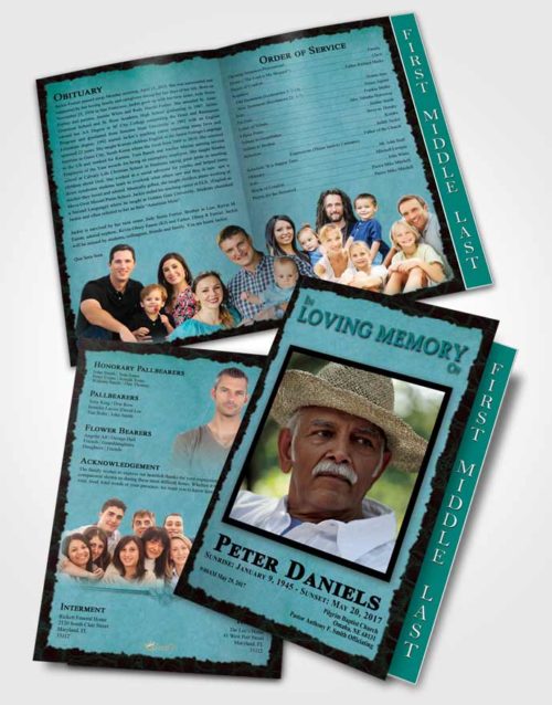 2 Page Graduated Step Fold Funeral Program Template Brochure Summer Outback