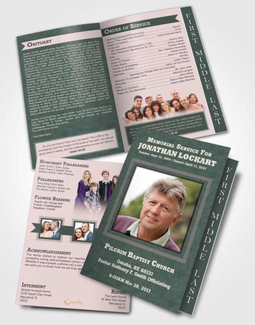 2 Page Graduated Step Fold Funeral Program Template Brochure Tender Intensity