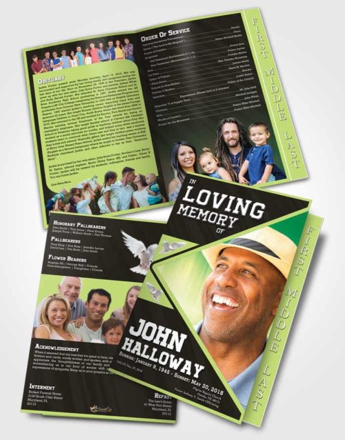 2 Page Graduated Step Fold Funeral Program Template Brochure Tender Vigor
