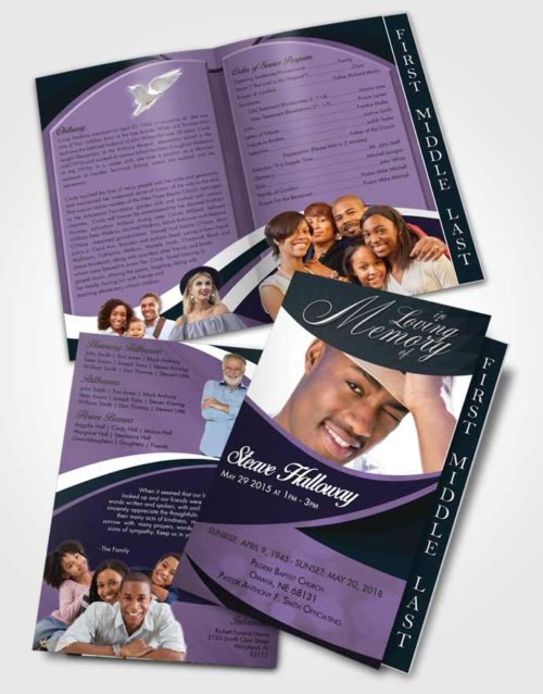 2 Page Graduated Step Fold Funeral Program Template Brochure Tranquil Diligence