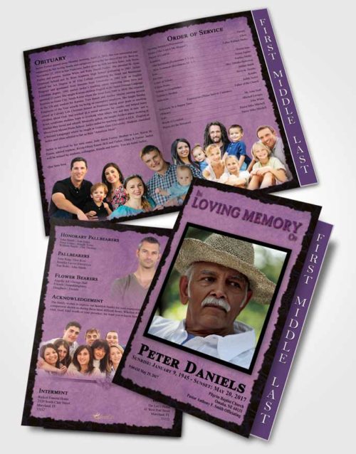2 Page Graduated Step Fold Funeral Program Template Brochure Tranquil Outback