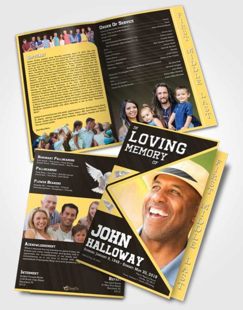 2 Page Graduated Step Fold Funeral Program Template Brochure Tranquil Vigor