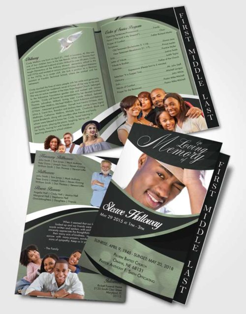 2 Page Graduated Step Fold Funeral Program Template Brochure Welcoming Diligence