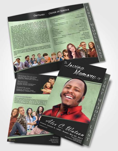 2 Page Graduated Step Fold Funeral Program Template Brochure Welcoming Vitality