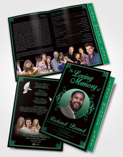 2 Page Graduated Step Fold Funeral Program Template Brochure Wholesome Class Dark