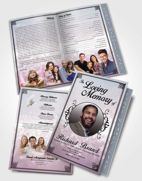 2 Page Graduated Step Fold Funeral Program Template Brochure Wholesome Class Light