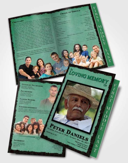 2 Page Graduated Step Fold Funeral Program Template Brochure Wholesome Outback