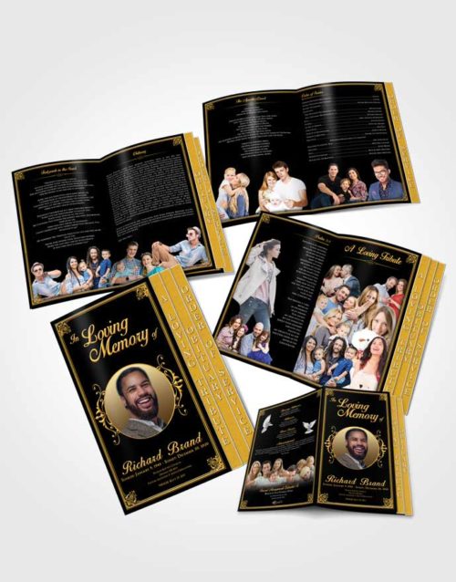 4 Page Grad Obituary Template Brochure Afternoon Class Dark