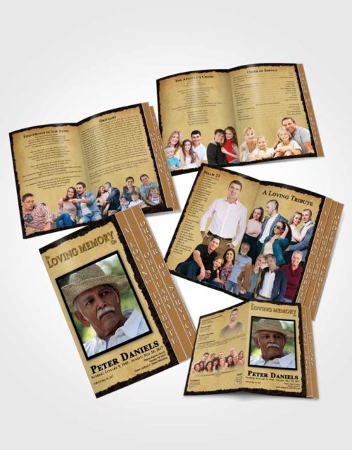 4 Page Grad Obituary Template Brochure Afternoon Outback