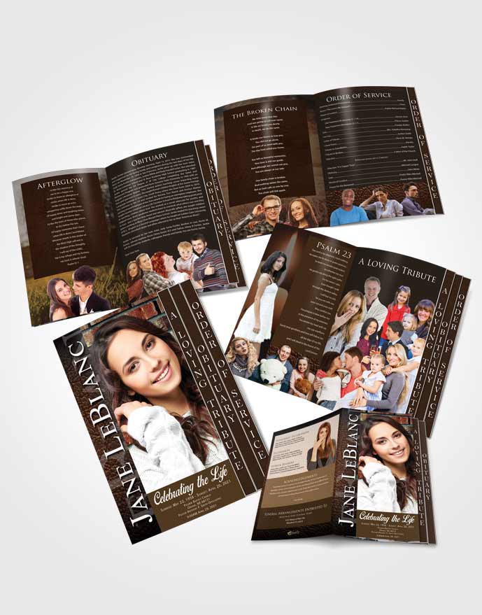 4 Page Grad Obituary Template Brochure Afternoon Passion