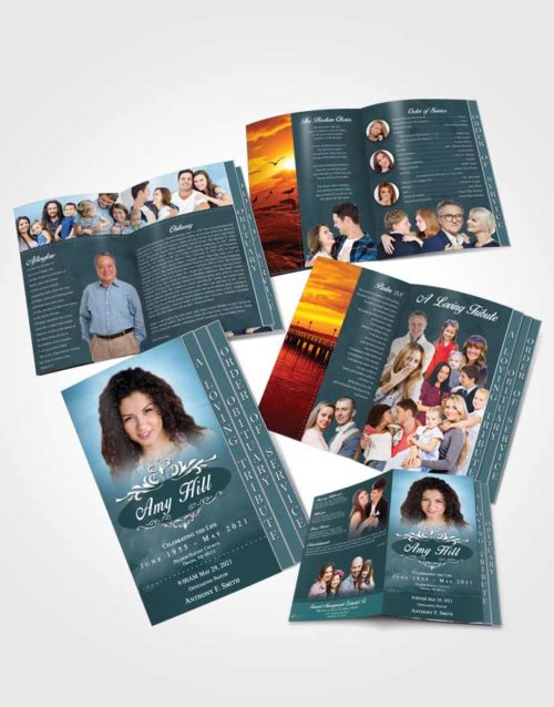 4 Page Grad Obituary Template Brochure Afternoon Sympathy