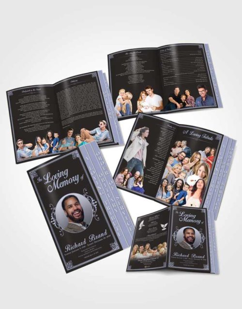 4 Page Grad Obituary Template Brochure Collected Class Dark