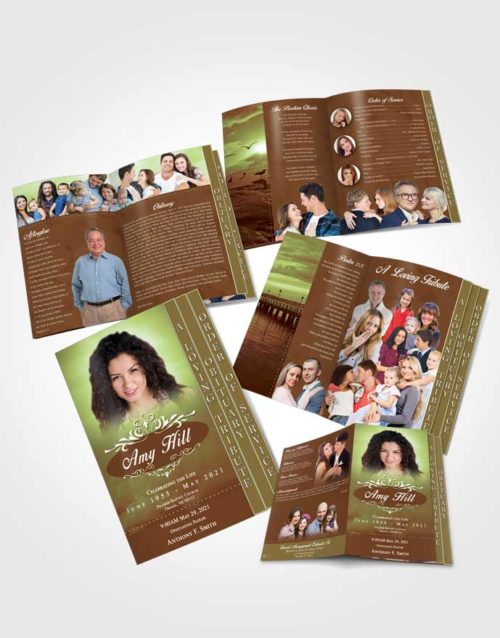 4 Page Grad Obituary Template Brochure Composed Sympathy