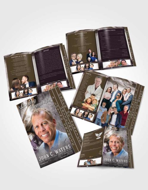 4 Page Grad Obituary Template Brochure Evening Stars and Stripes