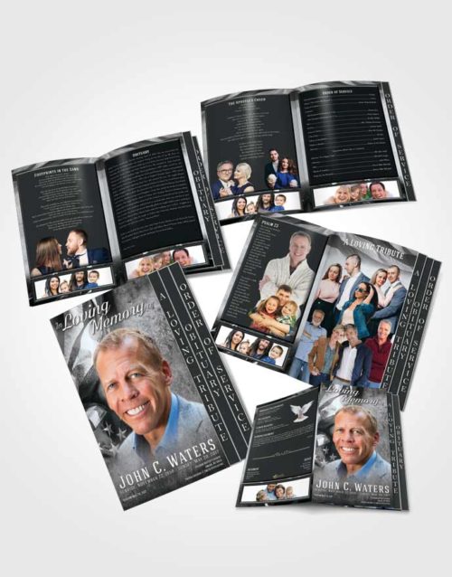 4 Page Grad Obituary Template Brochure Freedom Stars and Stripes