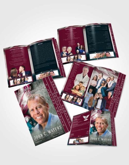 4 Page Grad Obituary Template Brochure Gentle Stars and Stripes