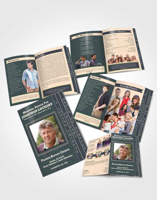 4 Page Grad Obituary Template Brochure Mellow Intensity